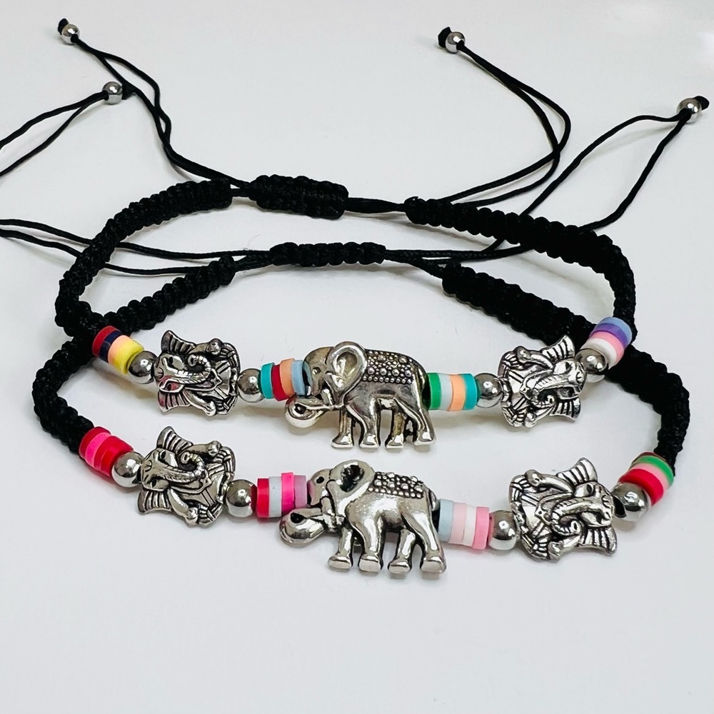 Adjustable Braided Elephant Bracelets